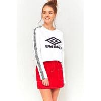 Umbro White Long Sleeve Cropped Logo T-Shirt, ASSORTED