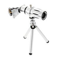 universal zoom 12x telephoto metal cellphone lens with tripod