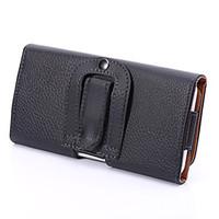 Universal PU Litchi Clip Buckle Open Up and Down Horizontal Case Hanging Pockets for Samsung Galaxy S5 S6 S3Mini A3