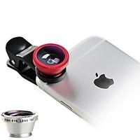 Universal 3 in 1 Cell Phone Camera Lens Kit - Fish Eye Lens / 2 in 1 Macro Lens Wide Angle Lens / Universal Clip