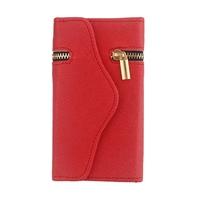 Unique Zipper PU Leather Wallet Magnetic Flip Hard Case Cover Card Holder for Apple iPhone5 5S 5C 5G Red