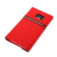 Unique Zipper PU Leather Wallet Magnetic Flip Hard Case Cover Card Holder for Samsung Galaxy S6 Edge