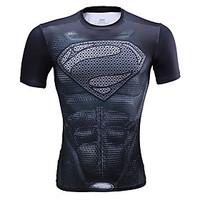 Unisex Short Sleeve Running T-shirt Tops Breathable Comfortable Summer Sports Wear Running LYCRA Slim Black Solid