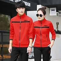 Unisex Long Sleeve Running Tracksuit Breathable Sports Wear Leisure Sports Cotton Loose