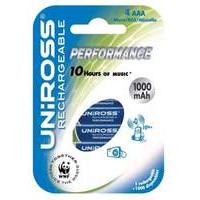 Uniross 4x AAA Performance Rechargeable Batteries