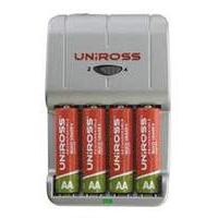 Uniross Multi Usage Plus Smart Charger & 4 AA 2100mAh Rechargeable Batteries