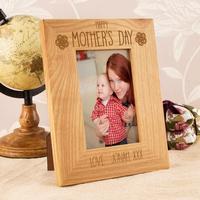 Unique Mothers Day Oak Engraved Frame