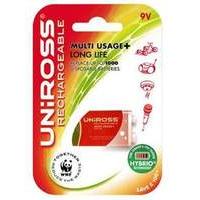 Uniross 1-Pack Multi Usage & Hybrio 200mAh 9V Rechargeable Battery