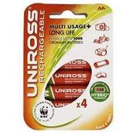 Uniross 4 Pack Hybrio Multi Usage 2100mAh Rechargeable Batteries