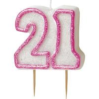 unique party pink number candle 21