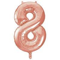 Unique Party 55878 34-inch Rose Gold Foil Number 8 Balloon