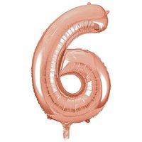 Unique Party 55876 34-inch Rose Gold Foil Number 6 Balloon