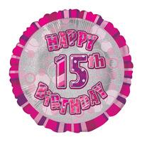 Unique Party 18 Inch Pink Prism Foil Balloon - 15