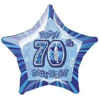 unique party 20 inch star foil balloon 70th blue