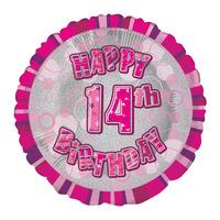 Unique Party 18 Inch Pink Prism Foil Balloon - 14
