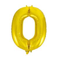 Unique Party 34 Inch Gold Glitz Number Balloon - 0