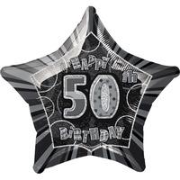 Unique Party 20 Inch Star Foil Balloon - 50th Black/silver