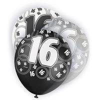 Unique Party 12 Inch Latex Balloon - 16 Black