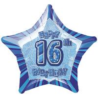 unique party 20 inch star foil balloon 16th blue