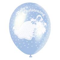 unique party 12 inch latex balloon christening blue
