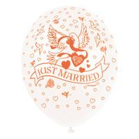 Unique Party 12 Inch Latex Balloon - Just Married White