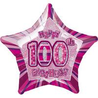 unique party 20 inch star foil balloon 100th pink