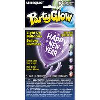 Unique Party 9 Inch Happy New Year Light Up Latex Balloons