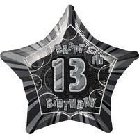 Unique Party 20 Inch Star Foil Balloon - 13th Black/silver