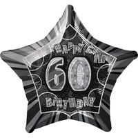 unique party 20 inch star foil balloon 60th blacksilver