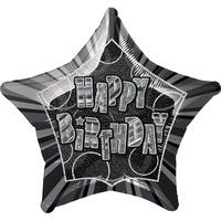 Unique Party 20 Inch Star Foil Balloon - Birthday Black/silver