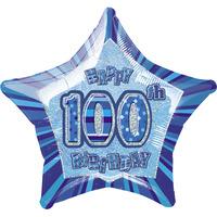 unique party 20 inch star foil balloon 100th blue