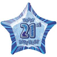unique party 20 inch star foil balloon 21st blue