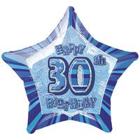 unique party 20 inch star foil balloon 30th blue