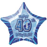 unique party 20 inch star foil balloon 40th blue