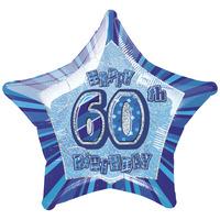 unique party 20 inch star foil balloon 60th blue