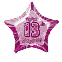 unique party 20 inch star foil balloon 13th pink