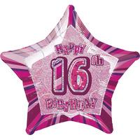 unique party 20 inch star foil balloon 16th pink