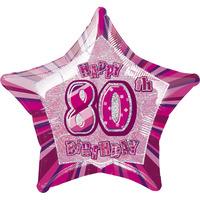 unique party 20 inch star foil balloon 80th pink