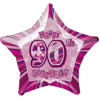 unique party 20 inch star foil balloon 90th pink