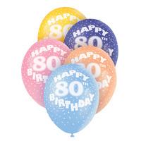 Unique Party 12 Inch Assorted Latex Balloon - 80th