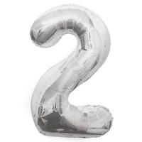 Unique Party 34 Inch Silver Glitz Number Balloon - 2