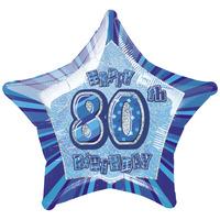 unique party 20 inch star foil balloon 80th blue