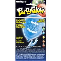 Unique Party Glow Light Up Latex Balloons - Assorted Happy Birthday