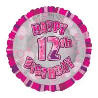 Unique Party 18 Inch Pink Prism Foil Balloon - 12