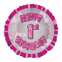 Unique Party 18 Inch Pink Prism Foil Balloon - 1