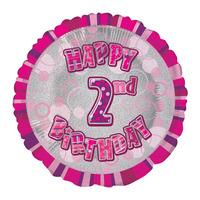Unique Party 18 Inch Pink Prism Foil Balloon - 2