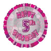 Unique Party 18 Inch Pink Prism Foil Balloon - 5