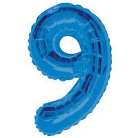 Unique Party 34 Inch Blue Glitz Number Balloon - 9