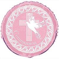 Unique Party 18 Inch Foil Balloon - Dove Cross Communion Pink