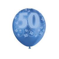 Unique Party Blue 50th Birthday Balloons 6 Pack